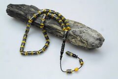  Oltu Taşı Ve Sarı Galalith Örgü İşleme Tespih