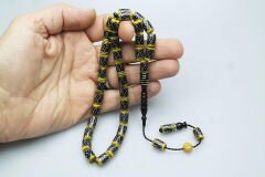  Oltu Taşı Ve Sarı Galalith Örgü İşleme Tespih