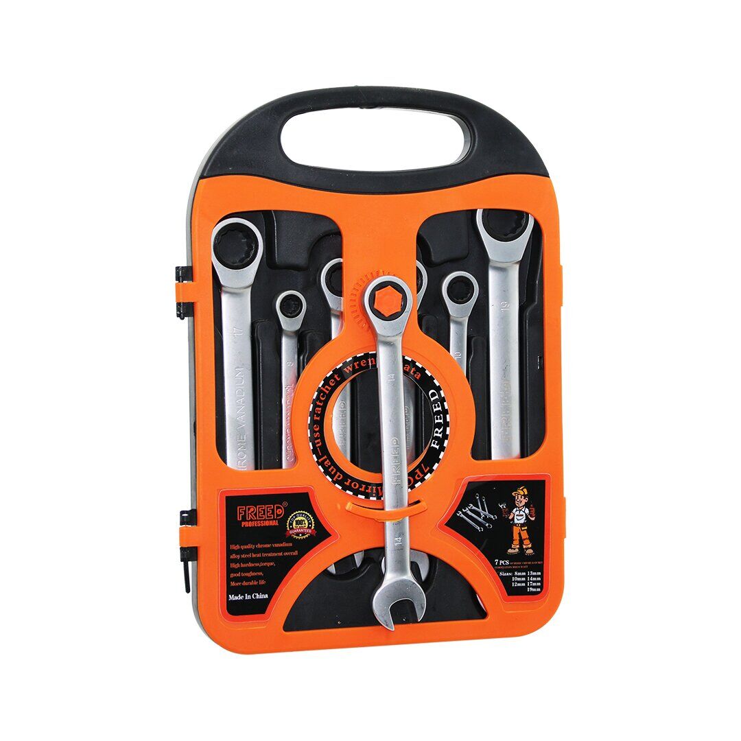 7 PCS CIRCIR KOMBİNE ANAHTAR SETİ 8-10-12-13-14-17-19MMPLASTİK TAŞIMA ÇANTALI (4944)