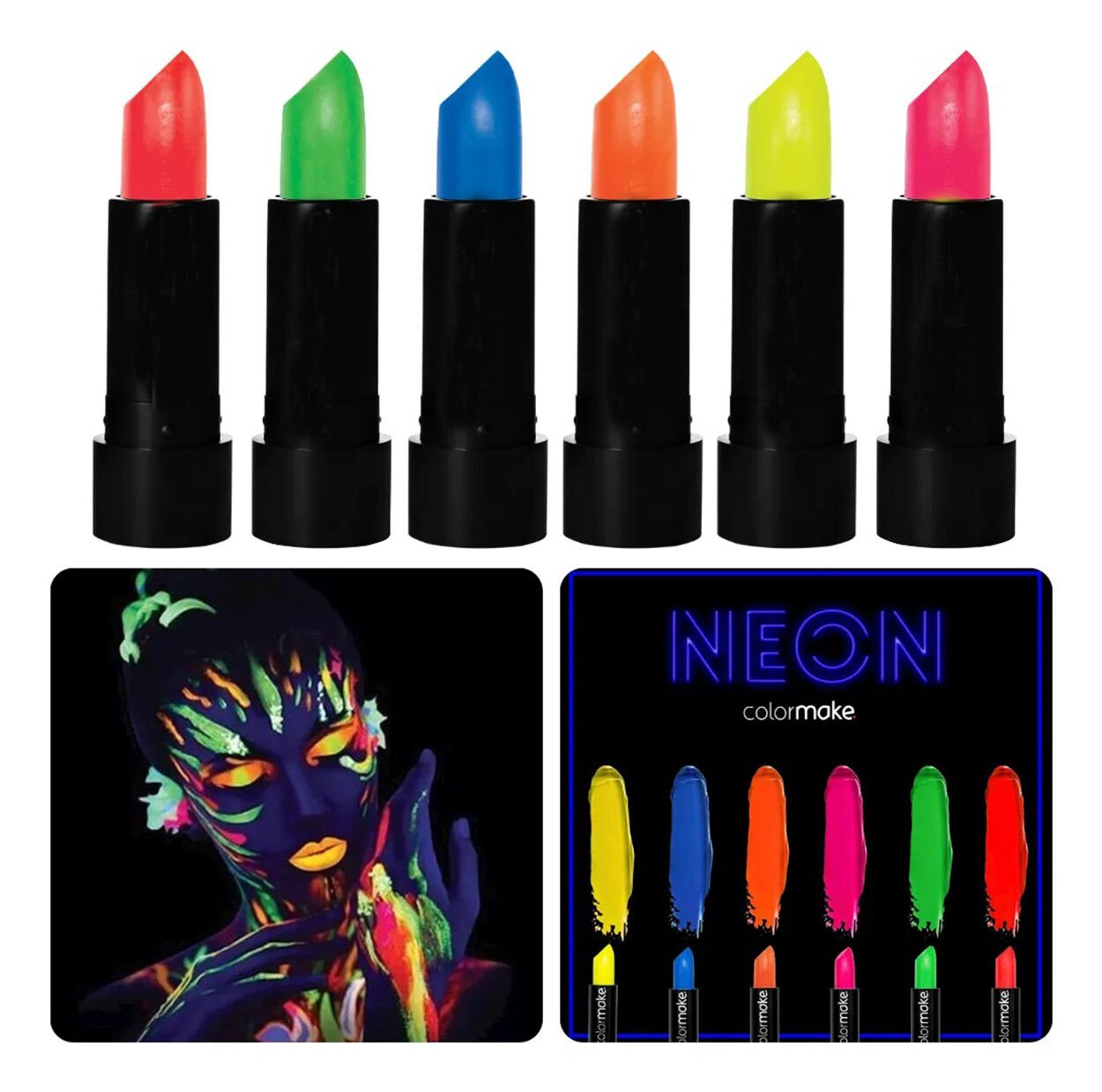 GlowPaint 6’lı Neon Boya – UV Işıkta Parlayan Makyaj Seti