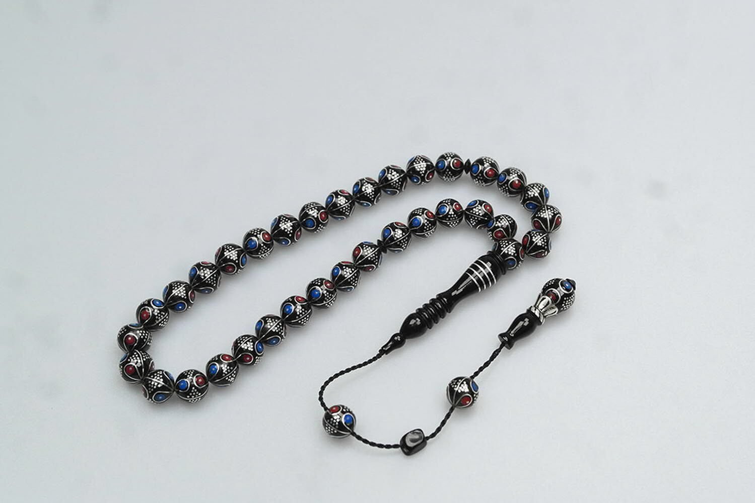  Oltu Taşı Çift Renk Damla Karpuz İşlemeli Tespih