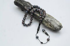  Oltu Taşı Çift Renk Damla Karpuz İşlemeli Tespih