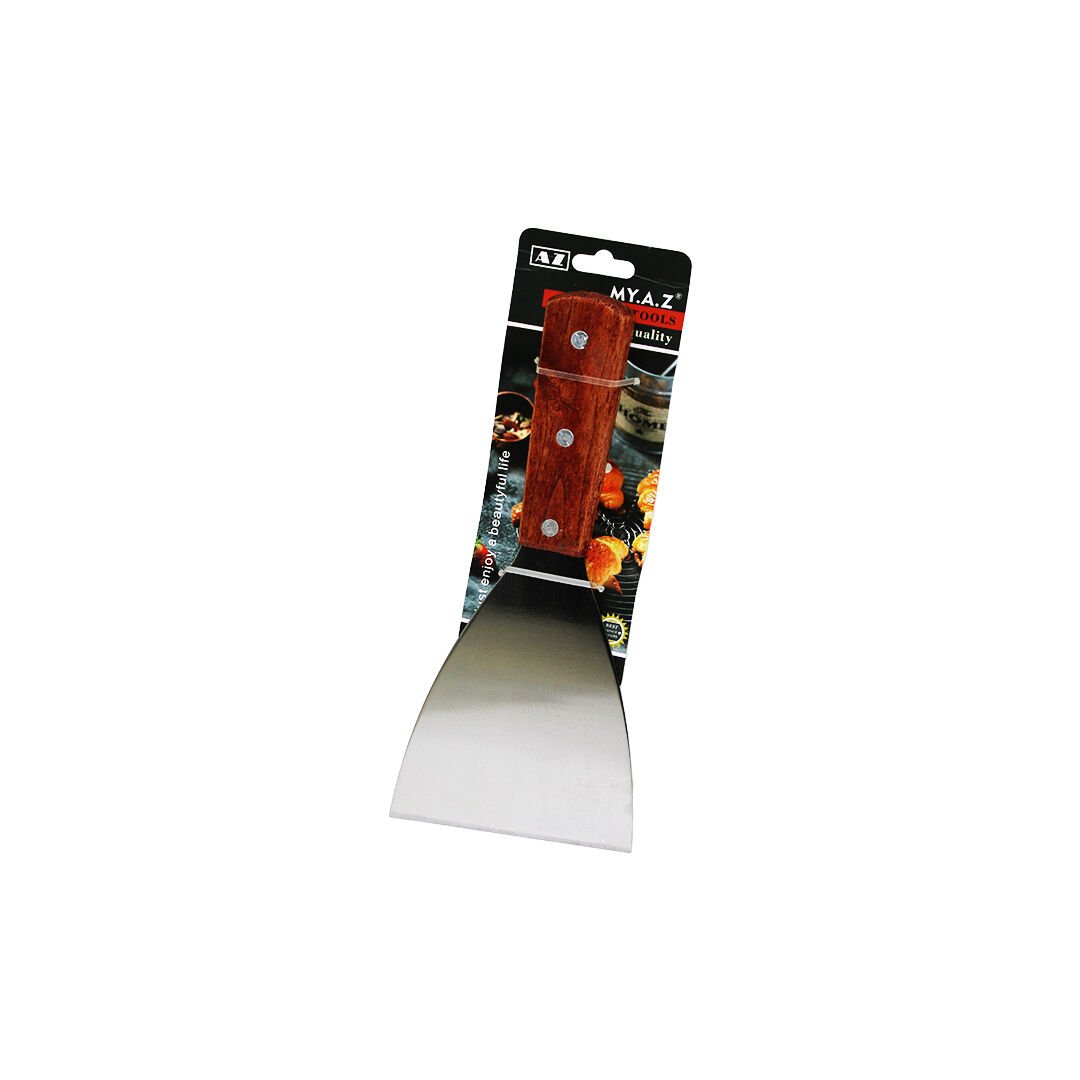 EĞİK AĞIZLI METAL SPATULA - AHŞAP SAPLI (4944)
