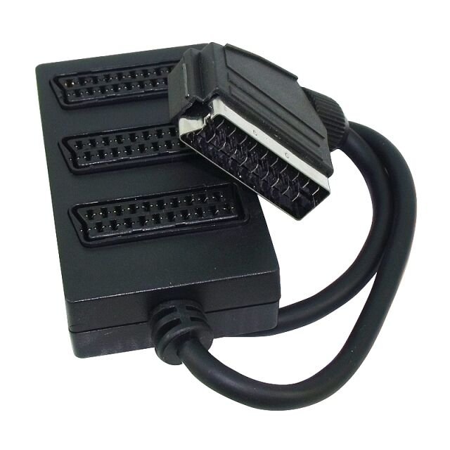 SCART DAĞITICI 3 LÜ SİYAH (1 ERKEK - 3 DİŞİ SCART) (4944)
