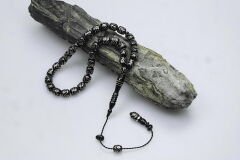 Oltu Taşı Çift Zikzak Tel İşleme Tesbih