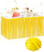 Kendinden Yapışkanlı Makaron Sarı Püsküllü Masa Eteği – 75 x 275 cm Parti Süslemesi