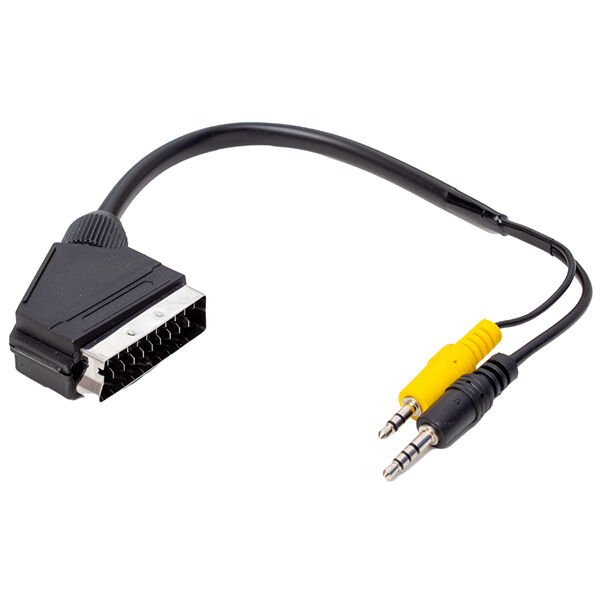 UYDU ALICISI AV KABLO 3.5 MM STEREO ERKEK/SCART KABLO 35 CM UZUN VE KISA JACK BİR ARADA (4944)