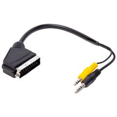UYDU ALICISI AV KABLO 3.5 MM STEREO ERKEK/SCART KABLO 35 CM UZUN VE KISA JACK BİR ARADA (4944)