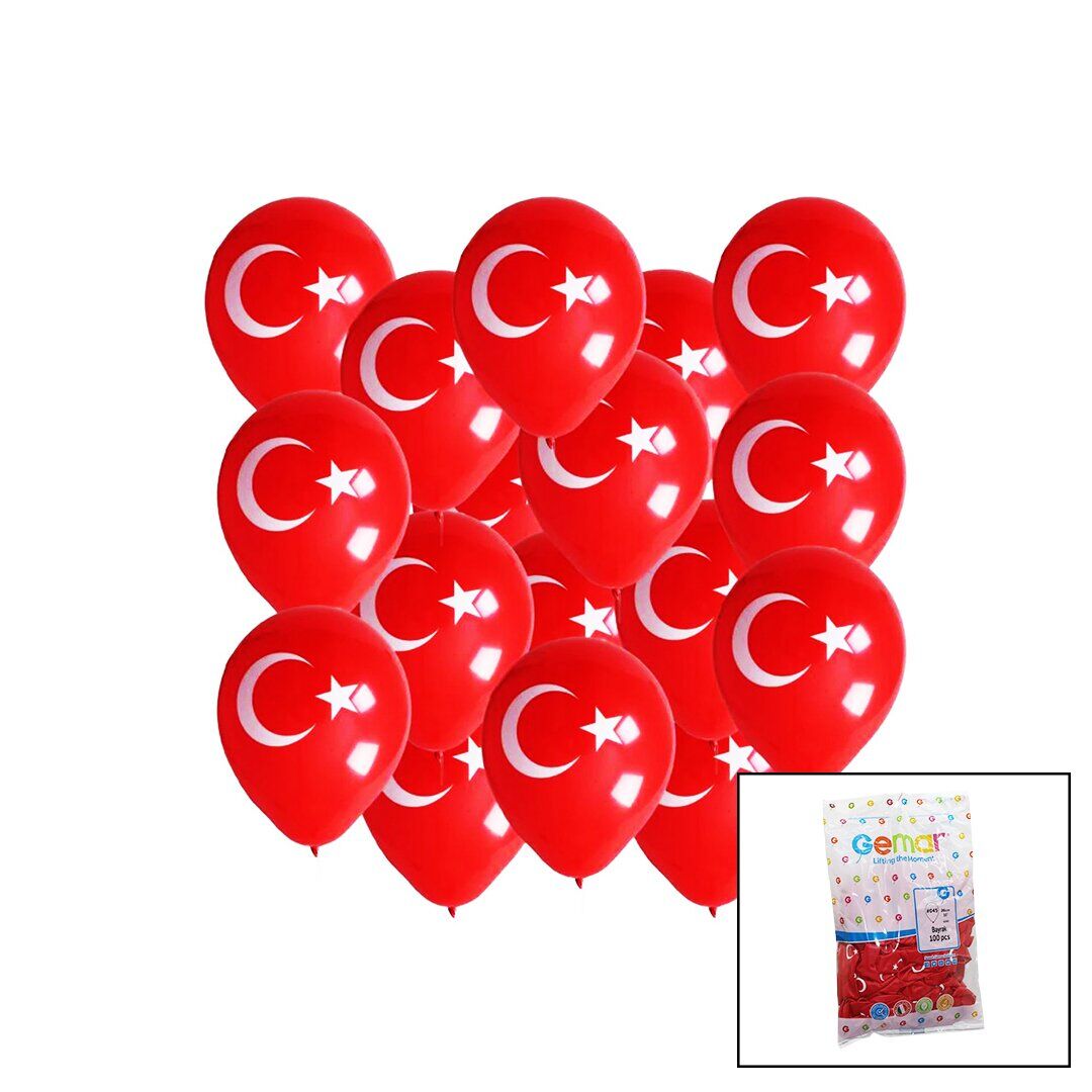 BAYRAKLI BALON  10 İNÇ - 26CM - 100PCS (4944)