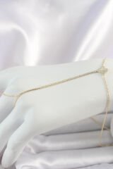 Pirinç Gold Renk Su Yolu Zirkon Taşlı Yonca Model Kadın Şahmeran - TJ-SN627