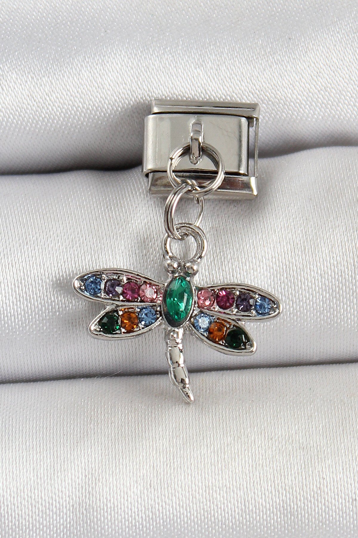 316L Çelik Sallantılı Renkli Zirkon Taşlı Yusufcuk Model Gümüş Renk Nomination Charm - TJ-BC1475