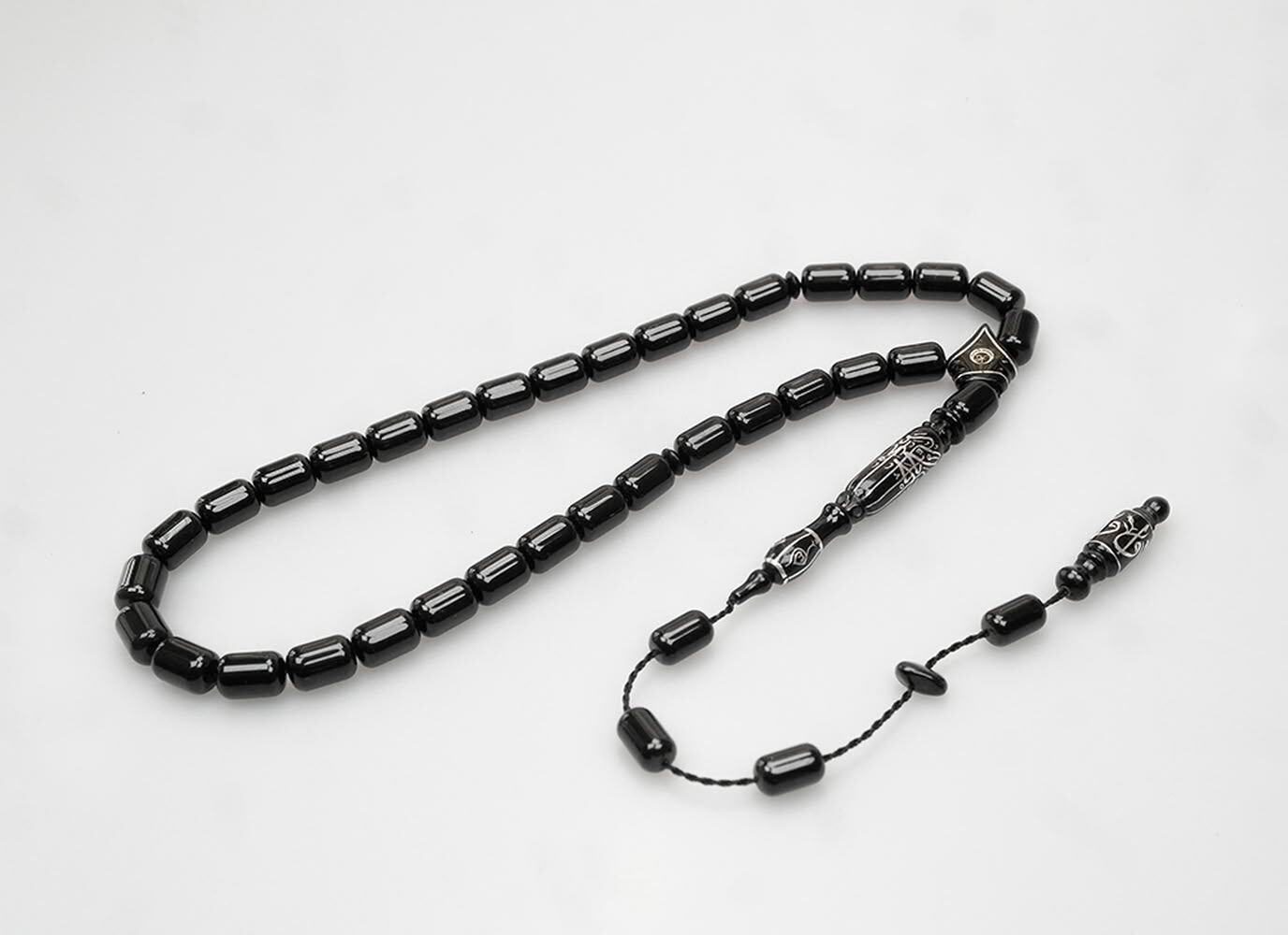 Oltu Taşı Nakkaş Oyma Kıl Testere Kesim Motif İmameli Tesbih