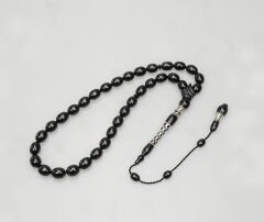 Oltu Taşı Kare Baklava Desenli  İmame Gümüş İşleme Sade Tespih