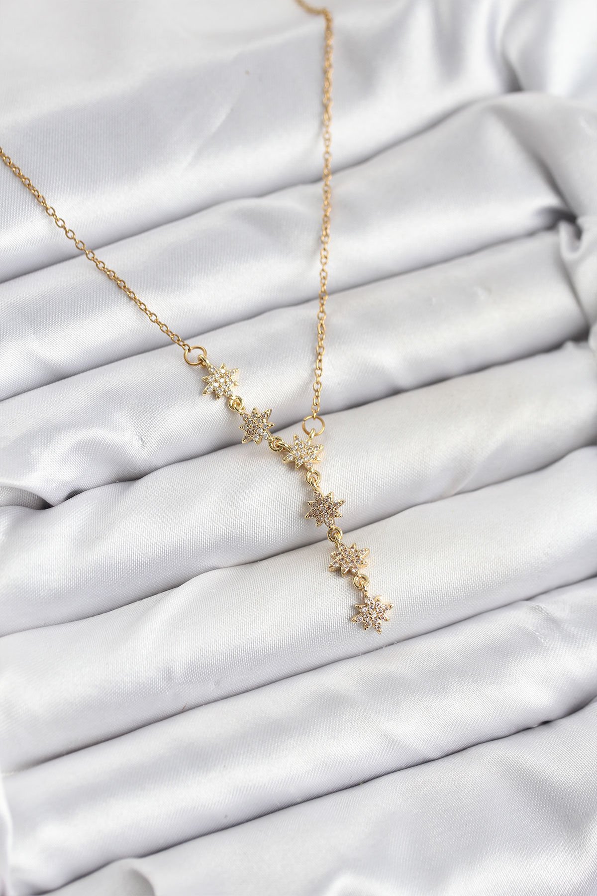 316L Çelik Zincir Gold Renk Kutup Yıldızı Model Kadın Kolye - TJ-BKO10664