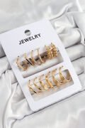 Pirinç Karışık Halka Model Gold Renk 6 Çift Kadın Küpe Set - TJ-BKP10886
