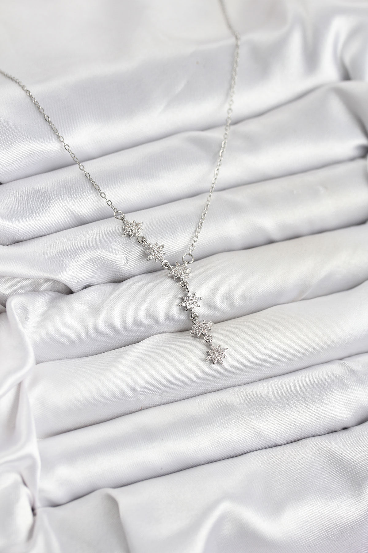 316L Çelik Zincir Gümüş Renk Kutup Yıldızı Model Kadın Kolye - TJ-BKO10665