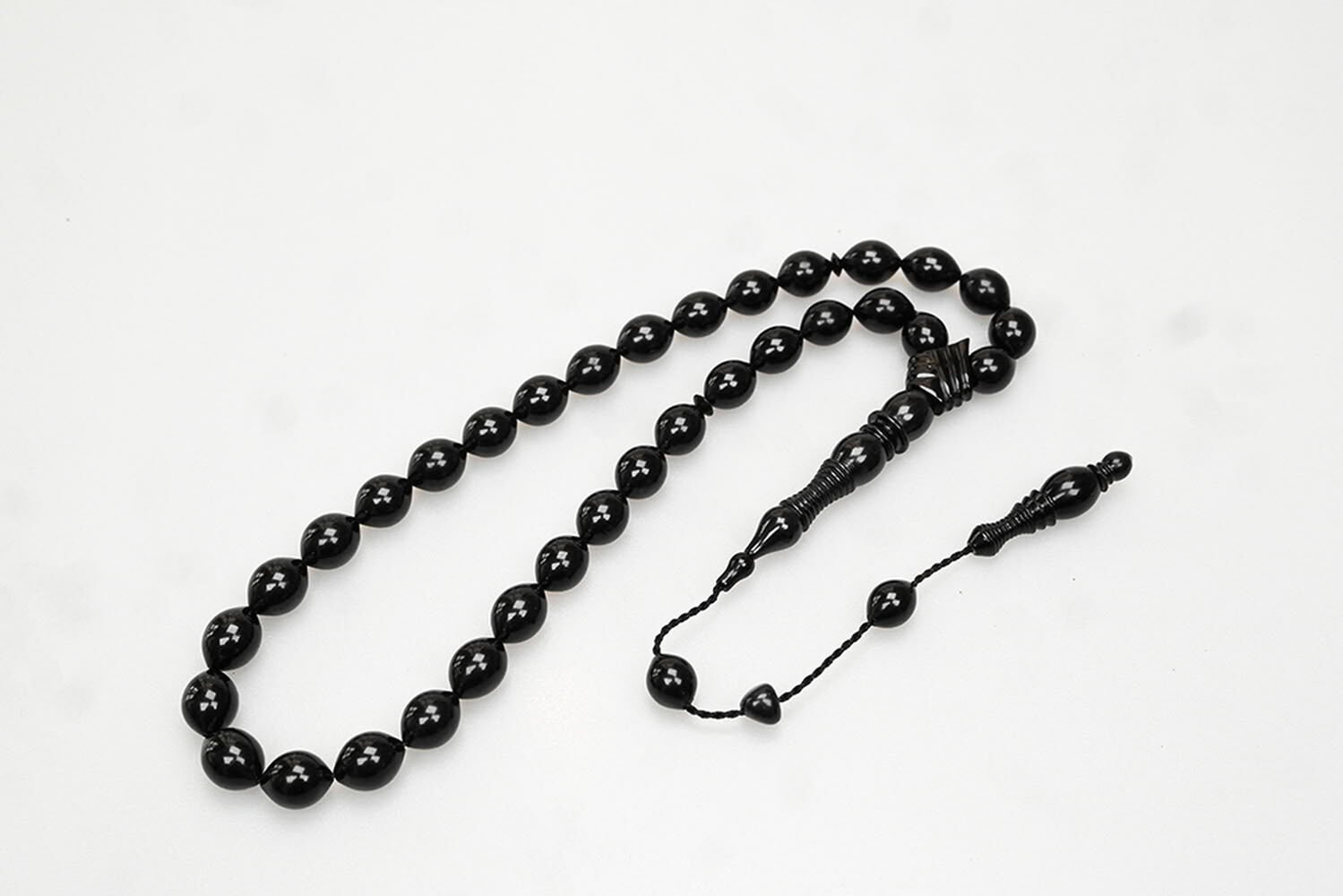 Oltu Taşı Gravatlı  Şerit Çizgi İmame  Sade Tespih