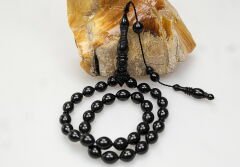 Oltu Taşı Gravatlı  Şerit Çizgi İmame  Sade Tespih