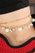 Gold Renk Zincirli Sedefli Aksesuarlı Hal Hal - TJ-HH928-KS
