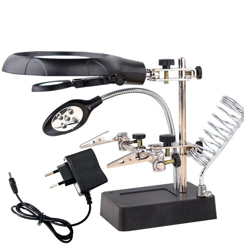 BÜYÜTEÇ MG-16129C MASA ÜSTÜ HAVYA SEHPASI PİLLİ+ADAPTÖRLÜ (4.2V-500MA) (4944)