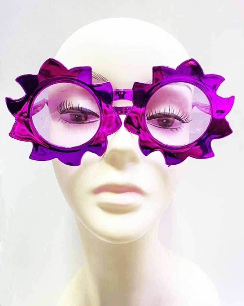 Güneş Model Metalize Parlak Parti Gözlüğü Pembe Renk 14x7 cm