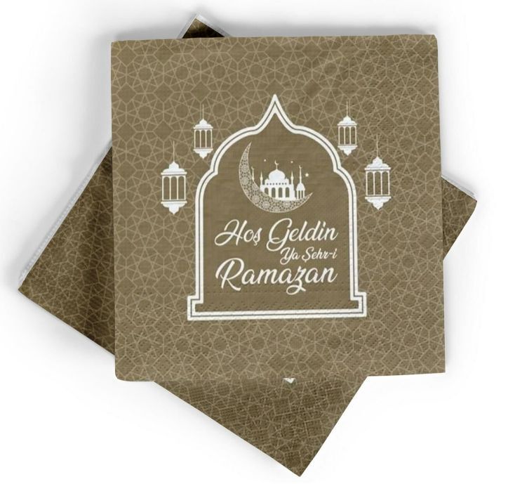 Altın Renk Hoşgeldin Ya Şehr-i Ramazan Kağıt Peçete 20 Adet