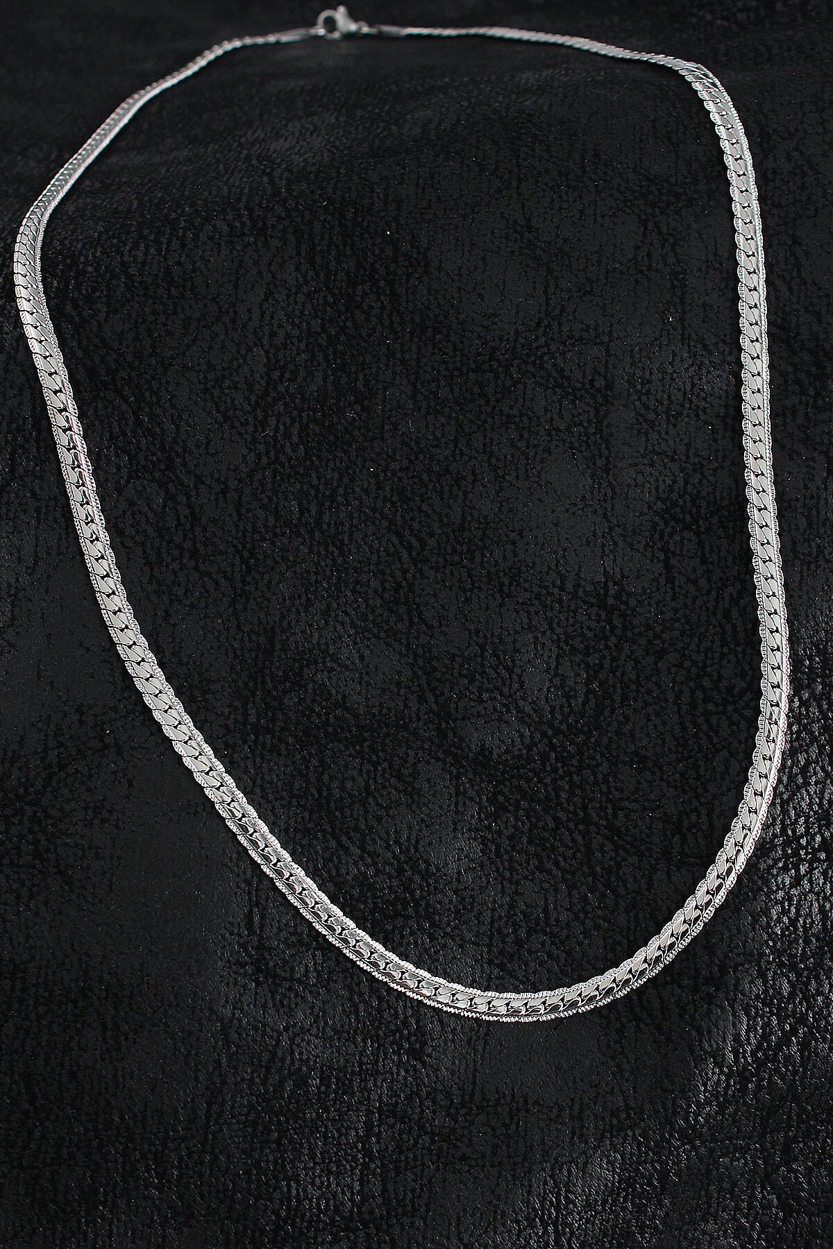 316L Çelik İşlemeli Ezme Zincir Model Gümüş Renk Erkek Kolye - TJ-ERK1386