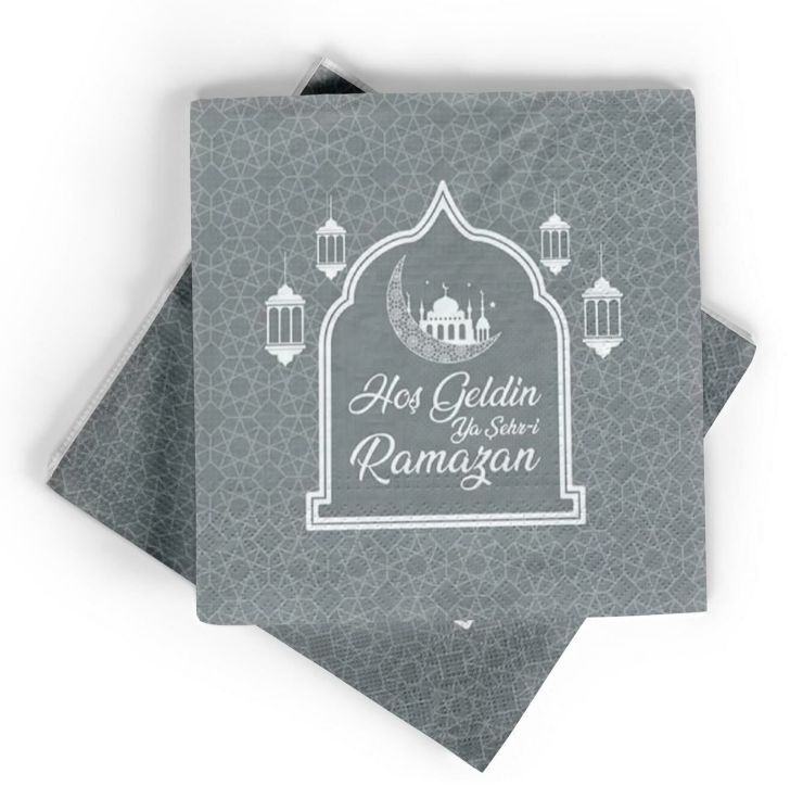 Gümüş Renk Hoşgeldin Ya Şehr-i Ramazan Kağıt Peçete 20 Adet