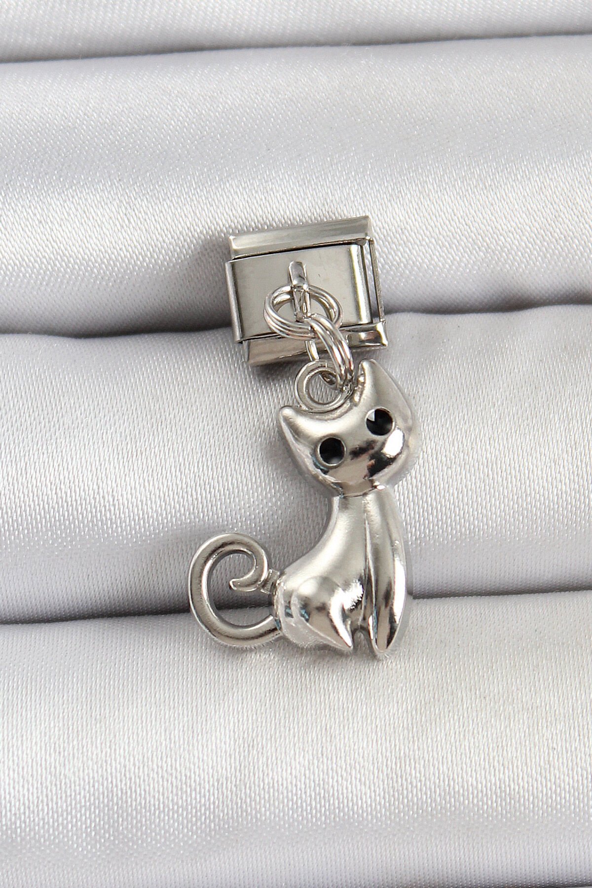 316L Çelik Renk Kedi Model Nomination Charm - TJ-BC1494