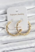 Pirinç Gold Renk Tırtıklı Halka Model Kadın Küpe - TJ-BKP11606