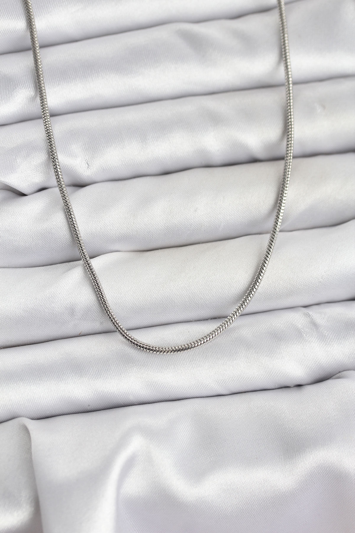 316L Çelik Zincir Gümüş Renk 60 cm Yılan Zincir Kadın Kolye - TJ-BKO10681