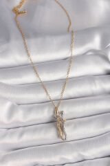 316L Çelik Gold Renk Zincir Renkli Sarılma Model Kadın Kolye - TJ-BKO9765