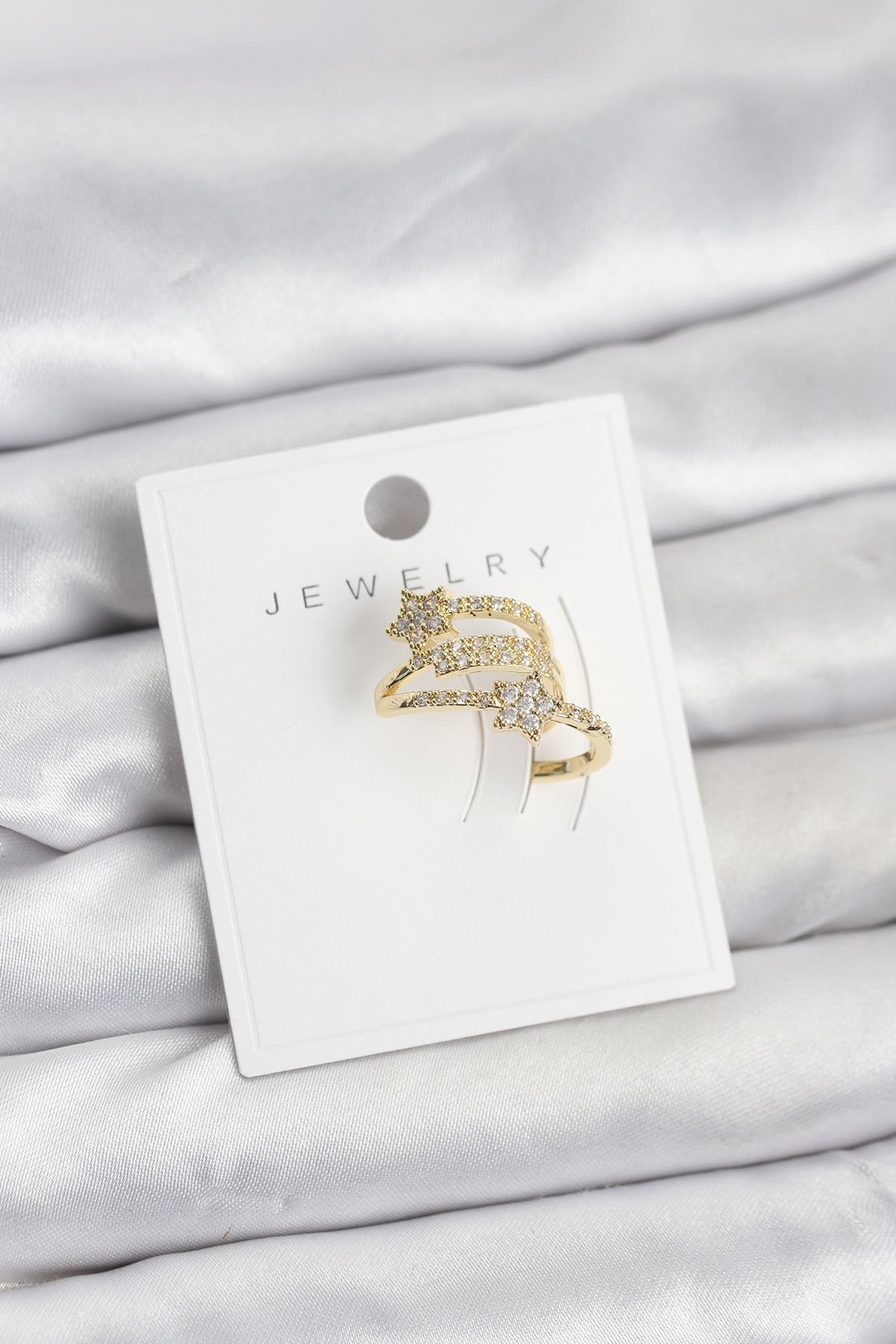 Gold Renk Zirkon Taşlı Yıldız Model Kıkırdak Earcuff Küpe - TJ-BKP11615