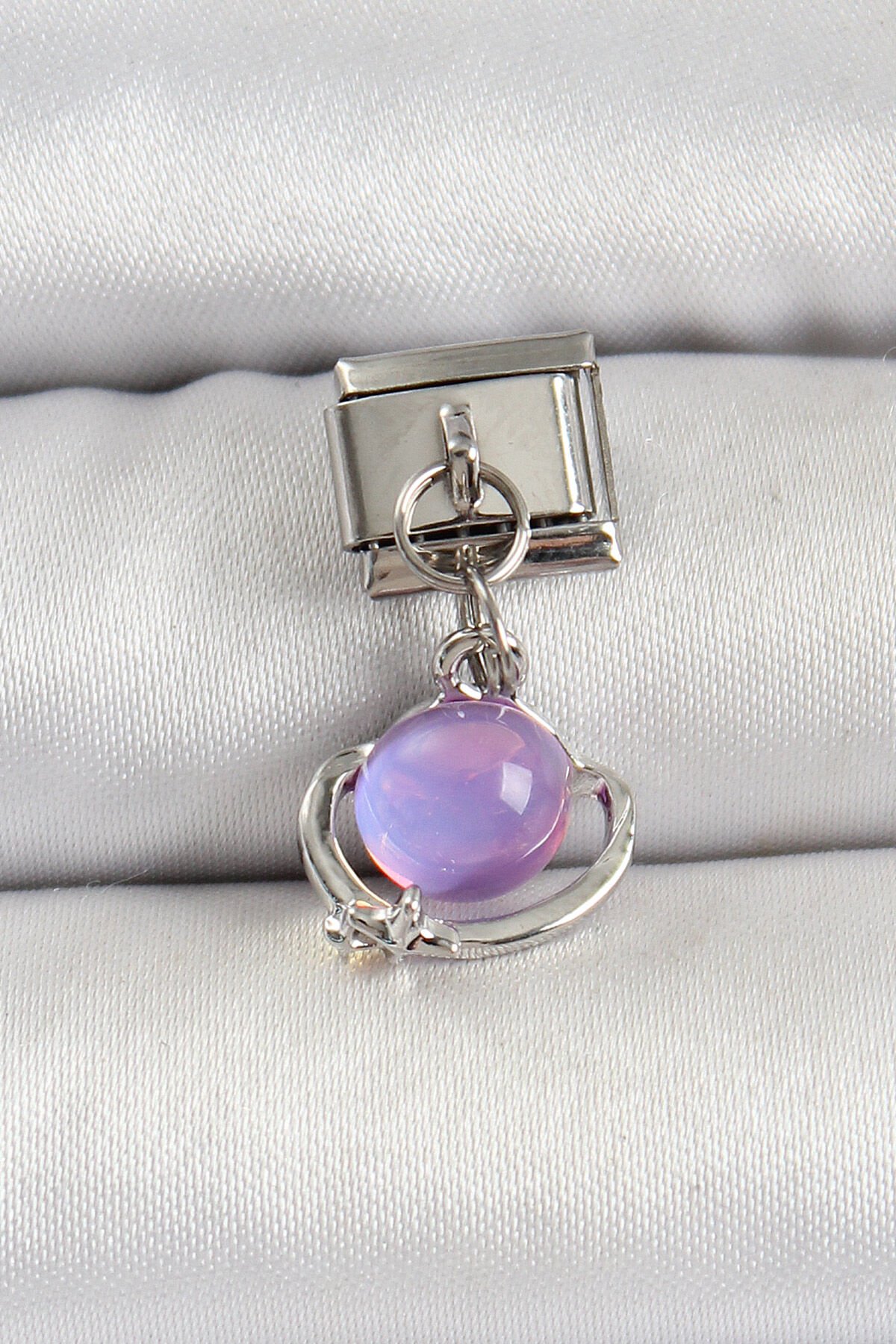 316L Çelik Gümüş Renk Ay Taşı Model Nomination Charm - TJ-BC1506