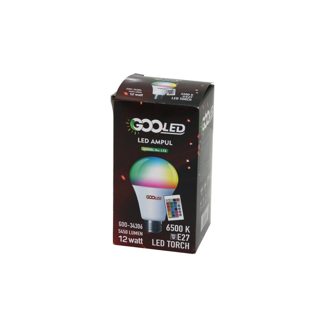 12W KUMANDALI RGB=RENKLİ LED AMPUL E27 5450 LUMEN 6500K 15000 SAAT ÖMÜR (4944)