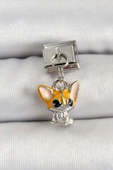 316L Çelik Gümüş Renk Chihuahua Köpek Model Nomination Charm - TJ-BC1507