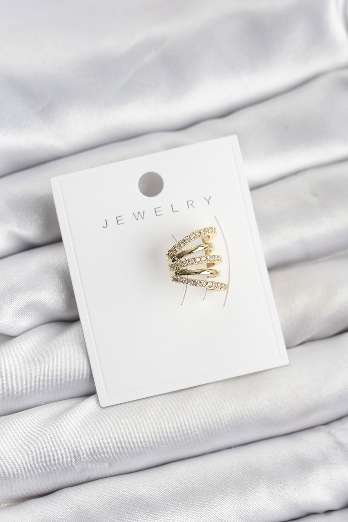 Gold Renk Pirinç Zirkon Taşlı Kıkırdak Earcuff Küpe - TJ-BKP11619