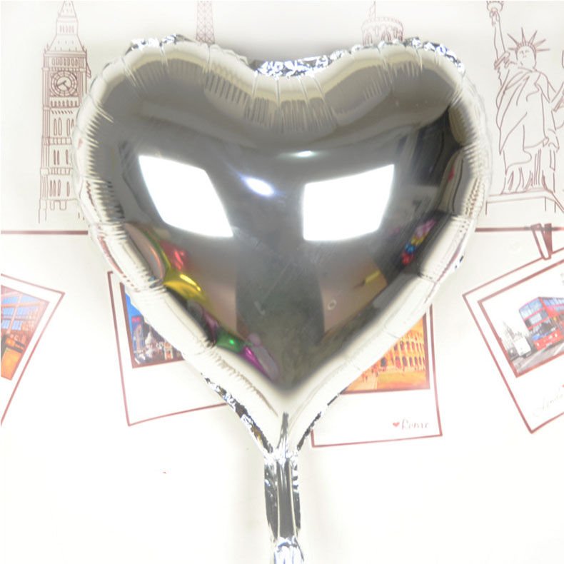 Kalp Uçan Balon Folyo Gümüş 80 cm 32 inç (4944)