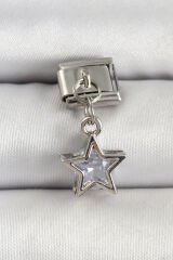 316L Çelik Gümüş Renk Zirkon Taşlı Yıldız Model Nomination Charm - TJ-BC1510