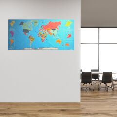 Renkli Atlas Dünya Haritası Manyetik Yapıştırıcı Gerektirmeyen Duvar Stickerı 118 CM * 56 CM (4944)