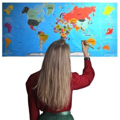 Renkli Atlas Dünya Haritası Manyetik Yapıştırıcı Gerektirmeyen Duvar Stickerı 118 CM * 56 CM (4944)