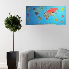 Renkli Atlas Dünya Haritası Manyetik Yapıştırıcı Gerektirmeyen Duvar Stickerı 118 CM * 56 CM (4944)