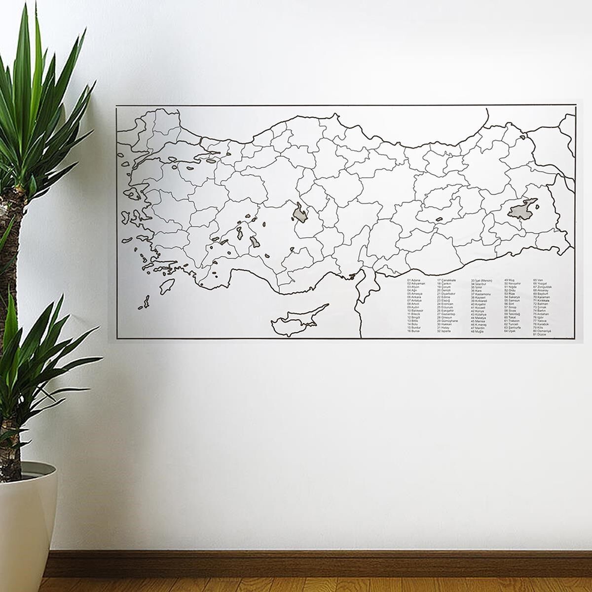Yazılabilir Türkiye Haritası Manyetik Duvar Stickerı 110 x 56 cm (4944)