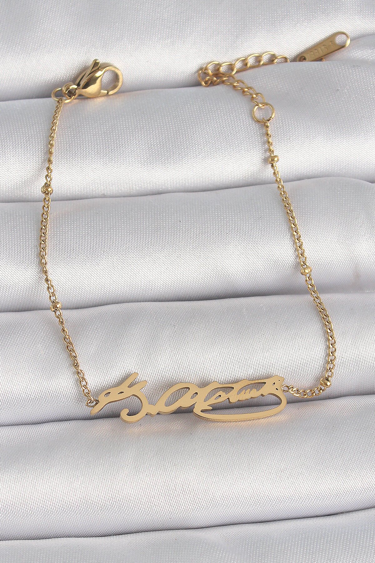 316L Çelik Gold Renk Atatürk İmza Model Kadın Bileklik - TJ-BB6659