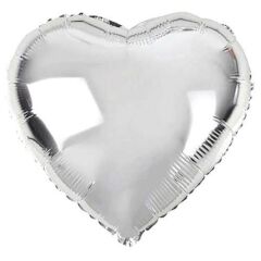 Kalp Şekilli Gümüş Renk Toptan Folyo Balon 45 cm 10 Adet (4944)