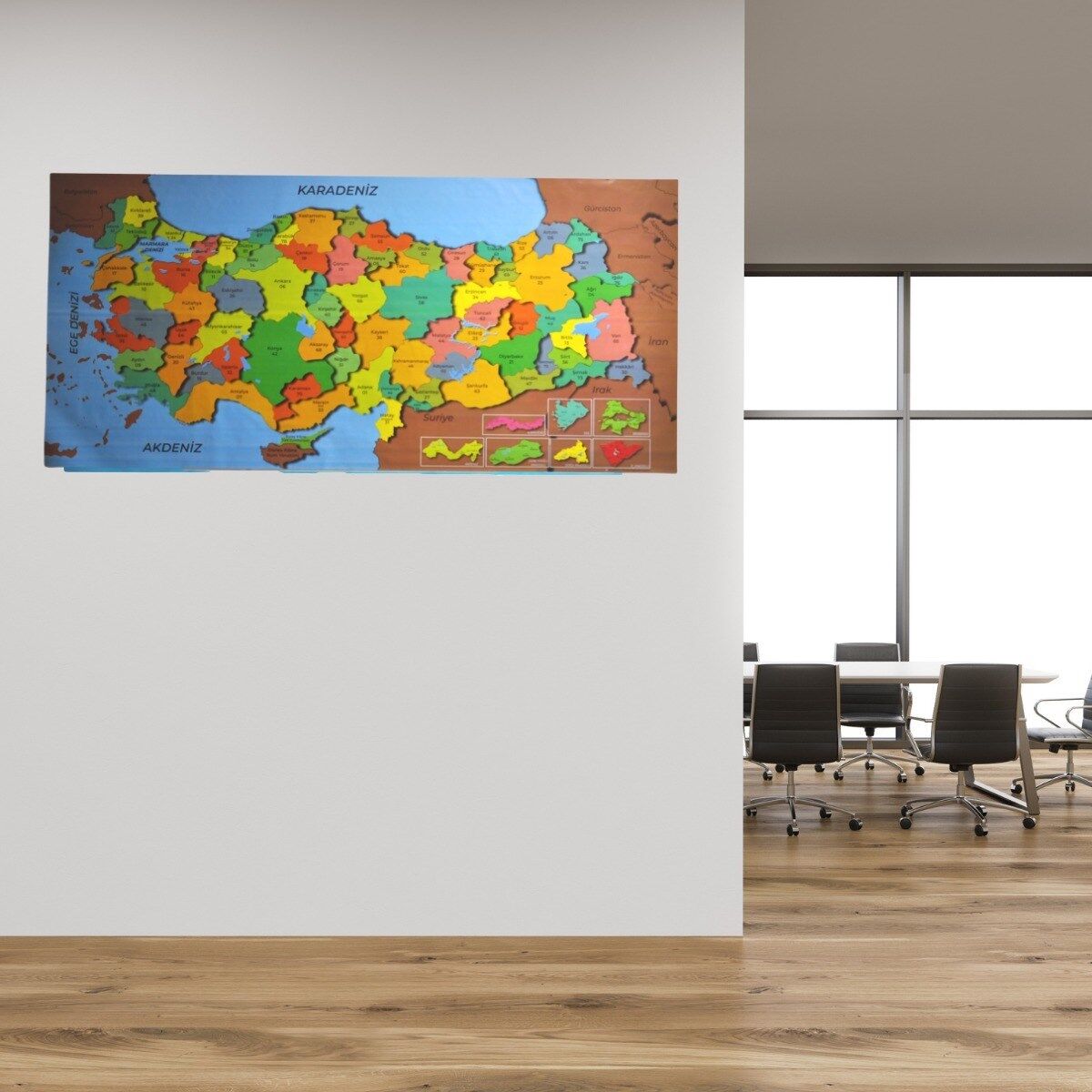Renkli Türkiye Haritası Manyetik Yapıştırıcı Gerektirmeyen Duvar Stickerı 118 CM * 56 CM (4944)