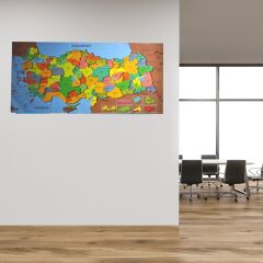 Renkli Türkiye Haritası Manyetik Yapıştırıcı Gerektirmeyen Duvar Stickerı 118 CM * 56 CM (4944)