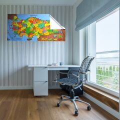 Renkli Türkiye Haritası Manyetik Yapıştırıcı Gerektirmeyen Duvar Stickerı 118 CM * 56 CM (4944)