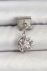 316L Çelik Gümüş Renk Ay ve Güneş Model Nomination Charm - TJ-BC1516