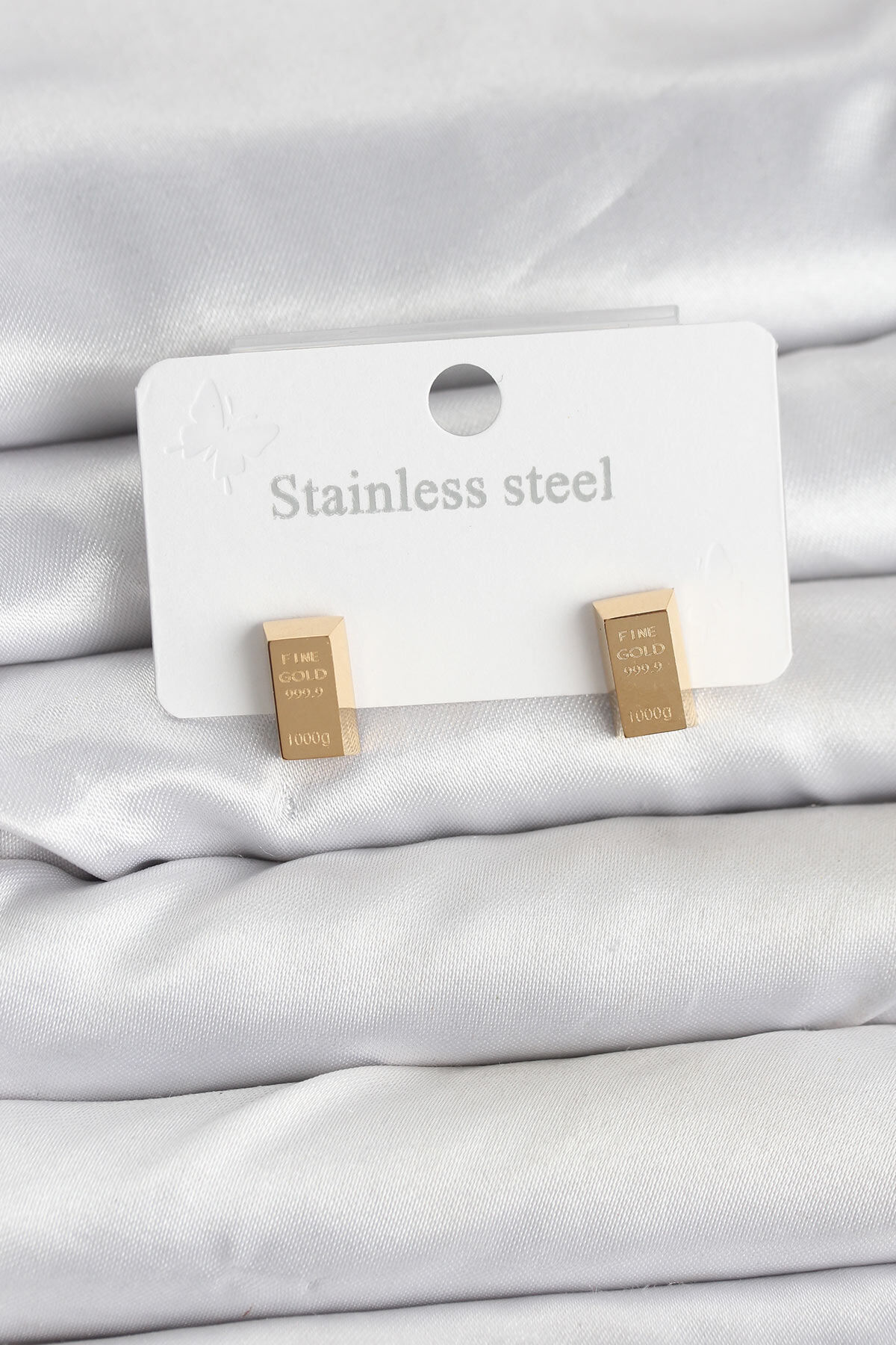 316L Çelik Gold Renk Külçe Altın Model Kadın Küpe - TJ-BKP11353